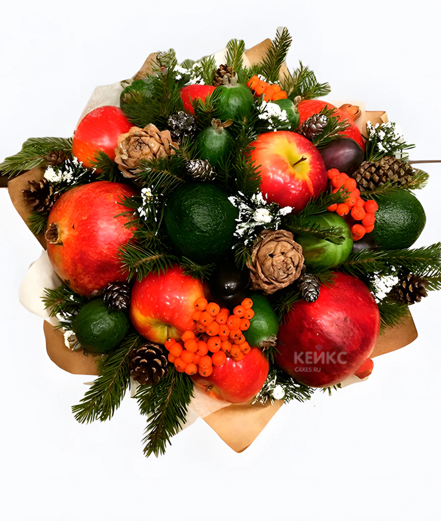 Букет на Новый год из фруктов 4 Фото