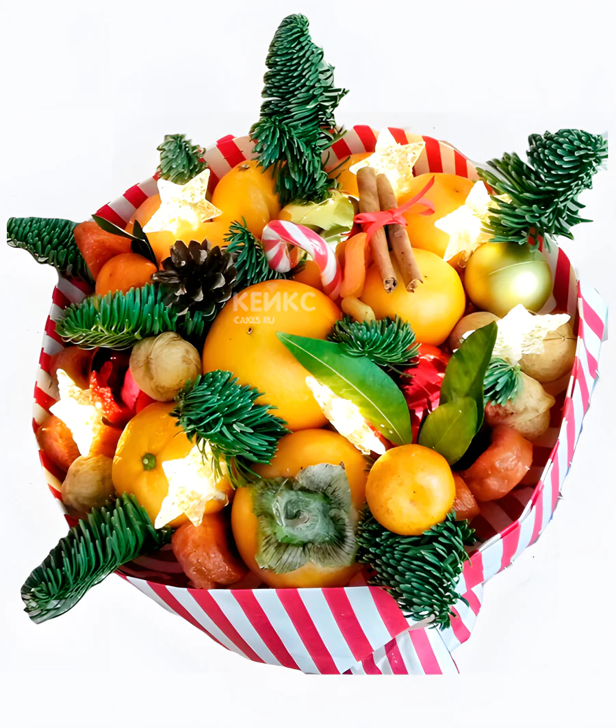 Букет на Новый год из фруктов  5 Фото