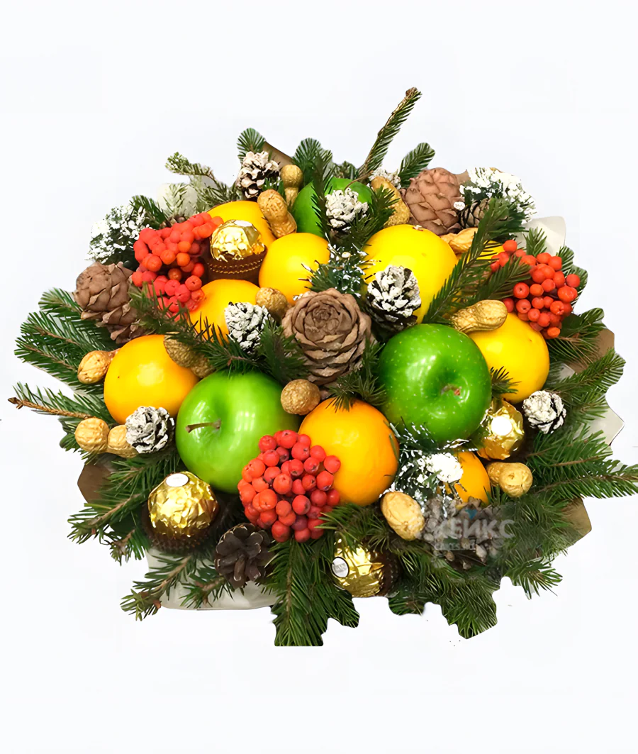 Букет на Новый год из фруктов 6 Фото