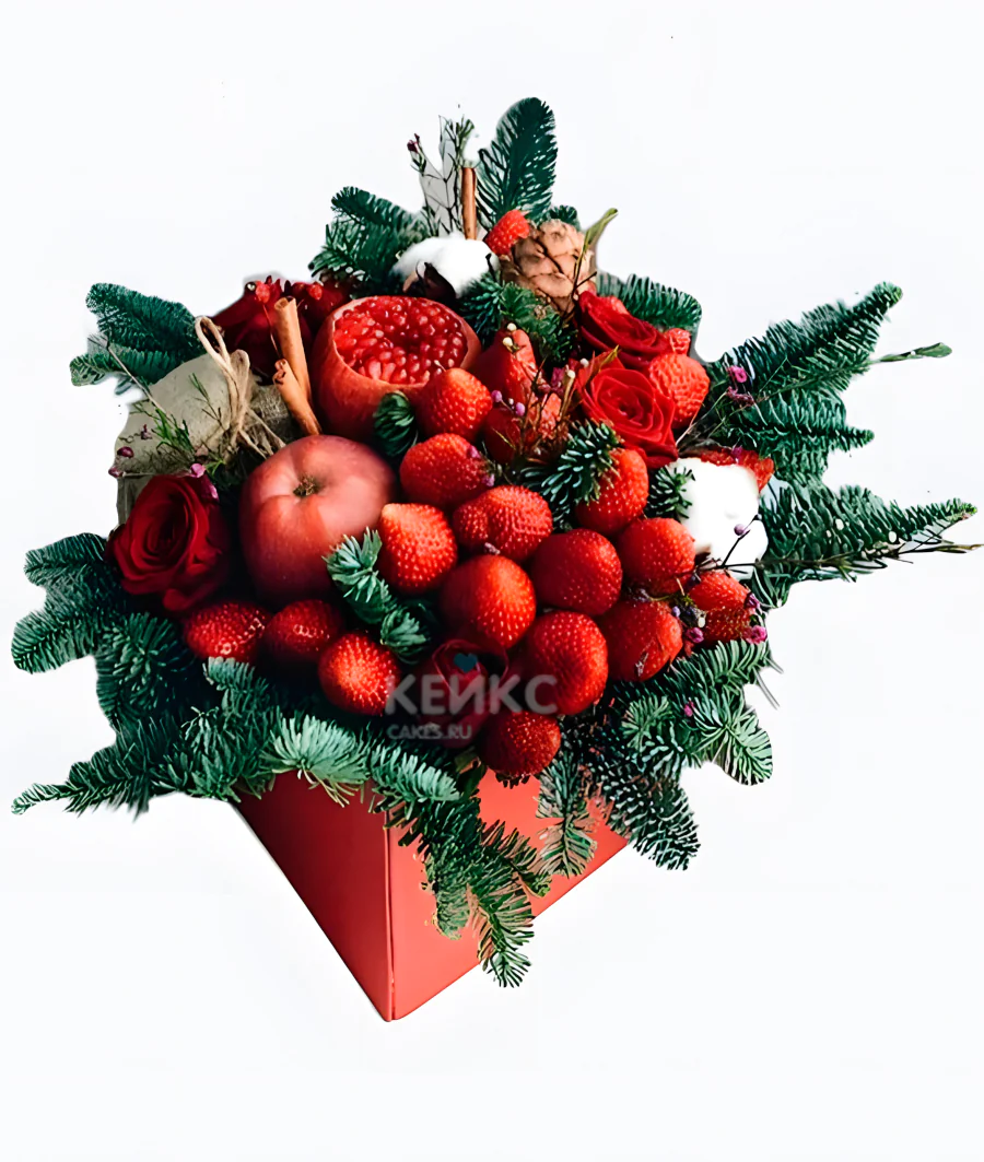 Букет на Новый год из фруктов Фото