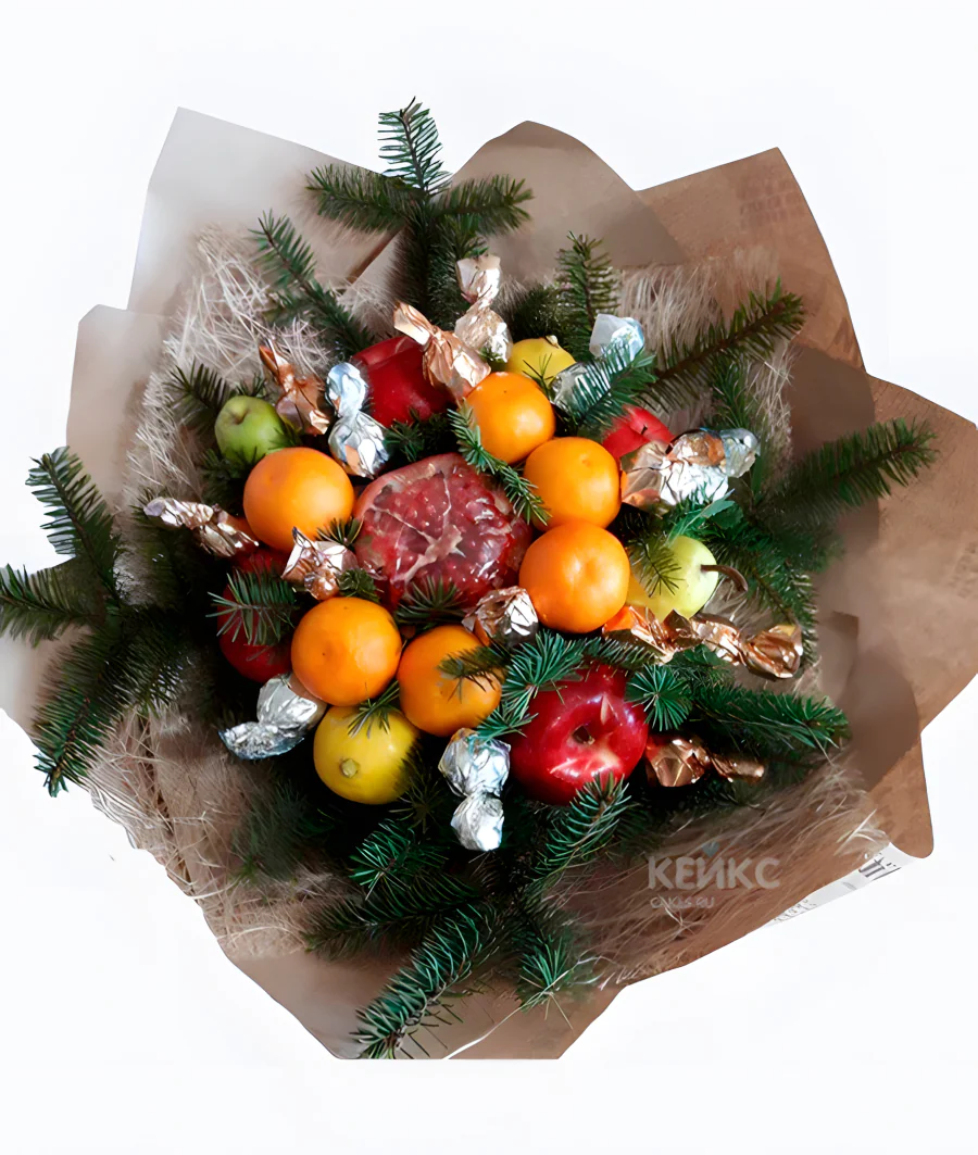 Букет на новый год из конфет 2 Фото