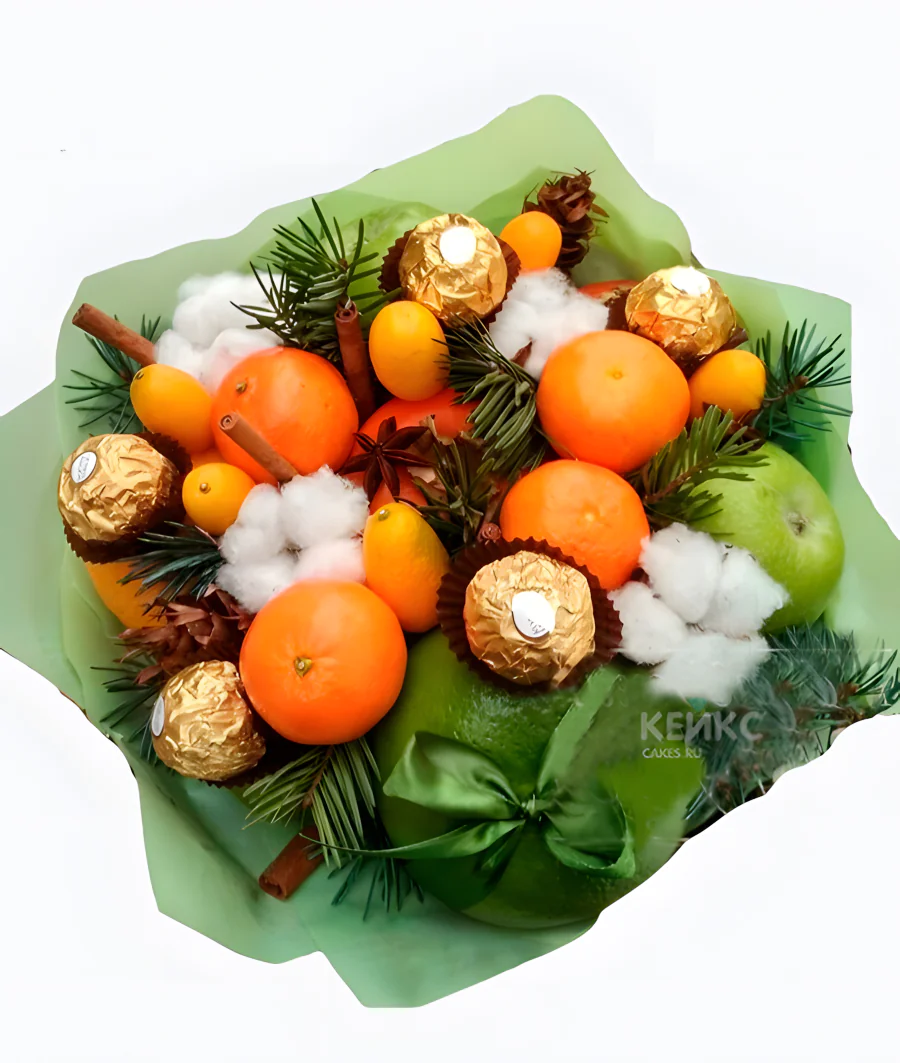Букет на новый год из конфет 4 Фото
