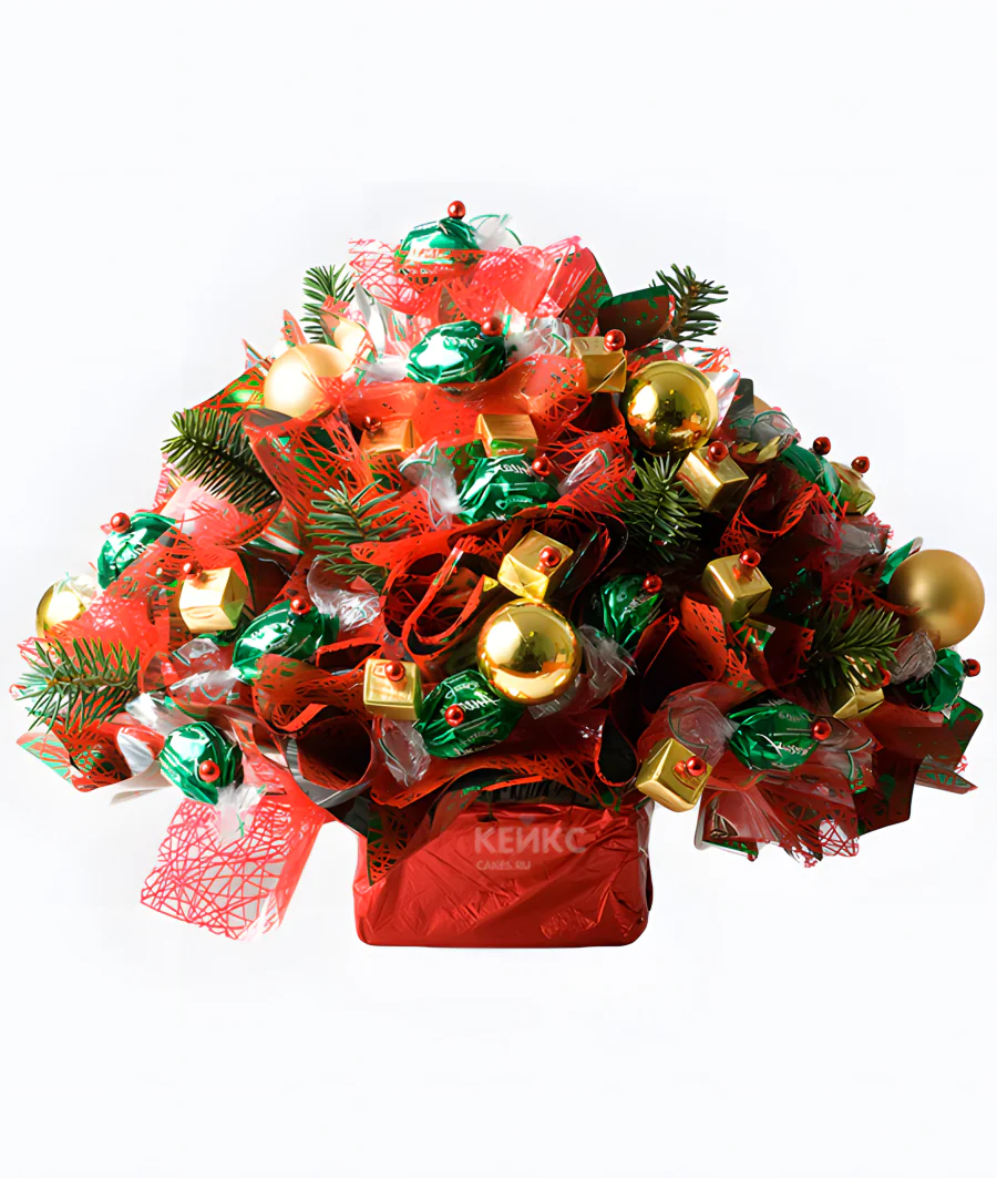Букет на новый год из конфет 5 Фото