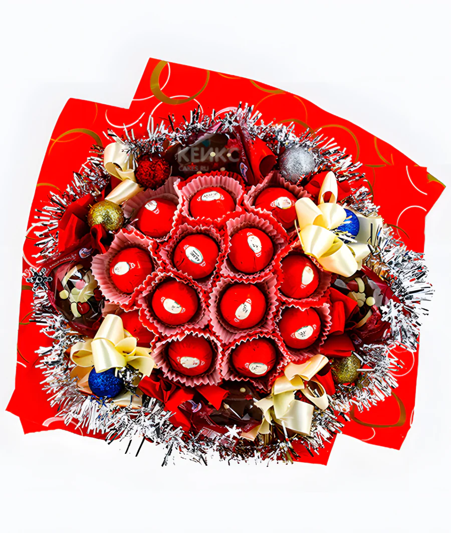Букет на новый год из конфет 6 Фото