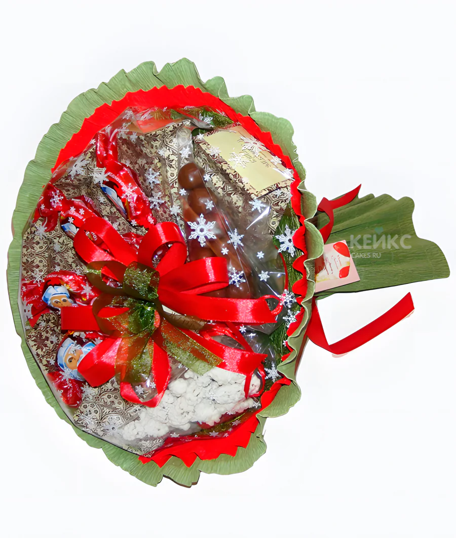 Букет на новый год из конфет и чая 1 Фото
