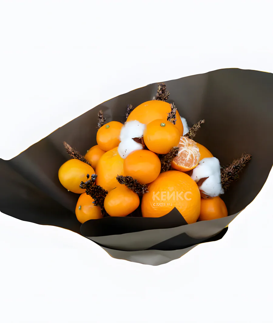 Букет на новый год из мандарин 1 Фото