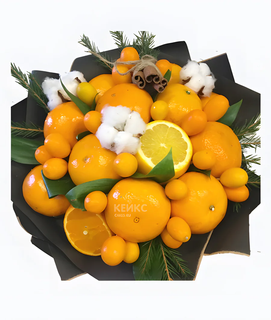 Букет на новый год из мандарин 5 Фото