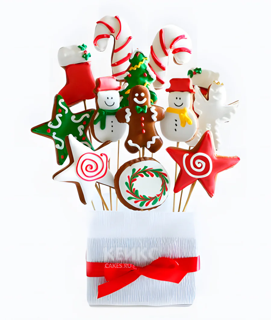 Букет на новый год из пряников Фото