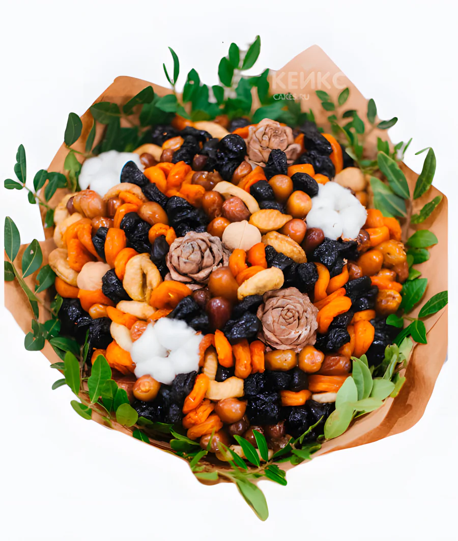 Букет на новый год из сухофруктов Фото