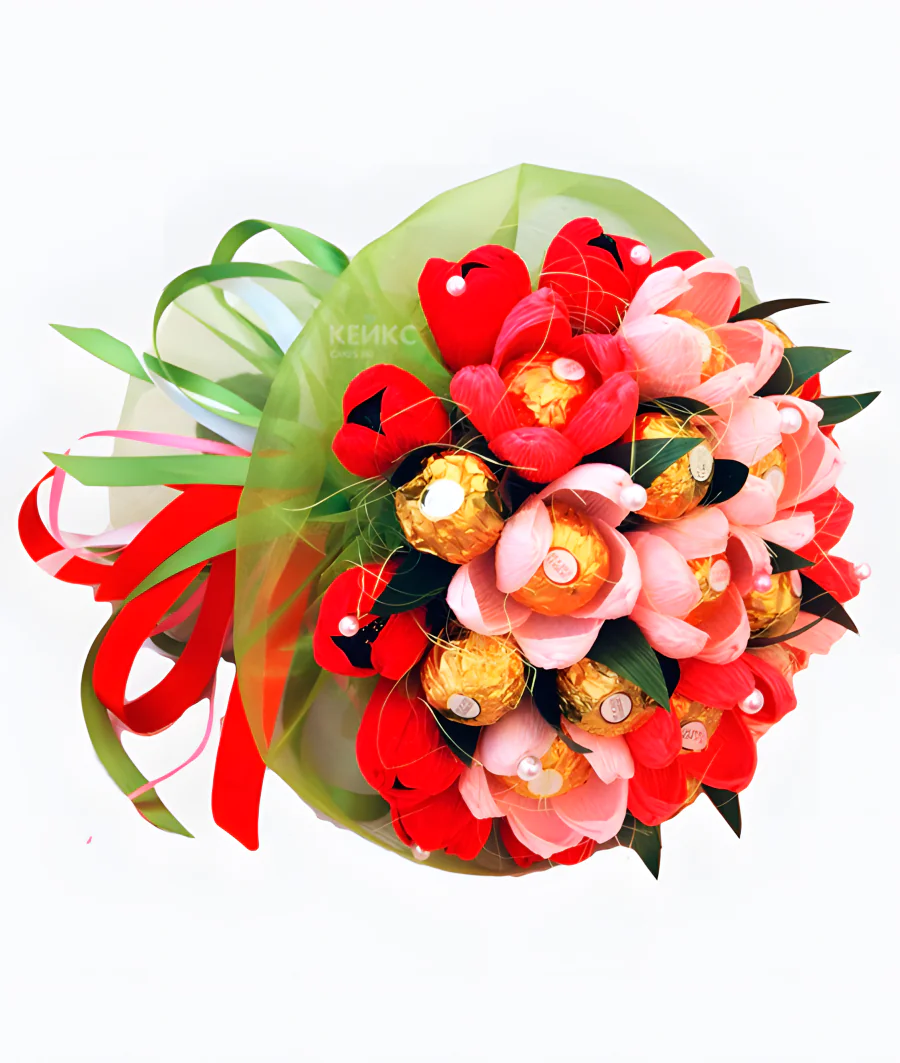 Букет недорогой из конфет 7 Фото