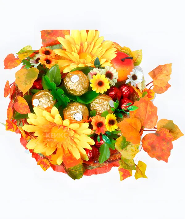 Букет осенью из конфет Фото