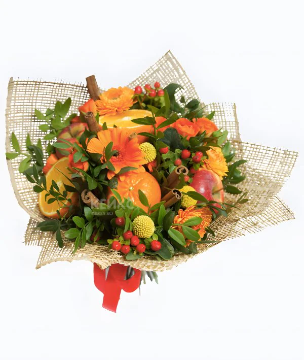 Букет с фруктами и цветами 10 Фото