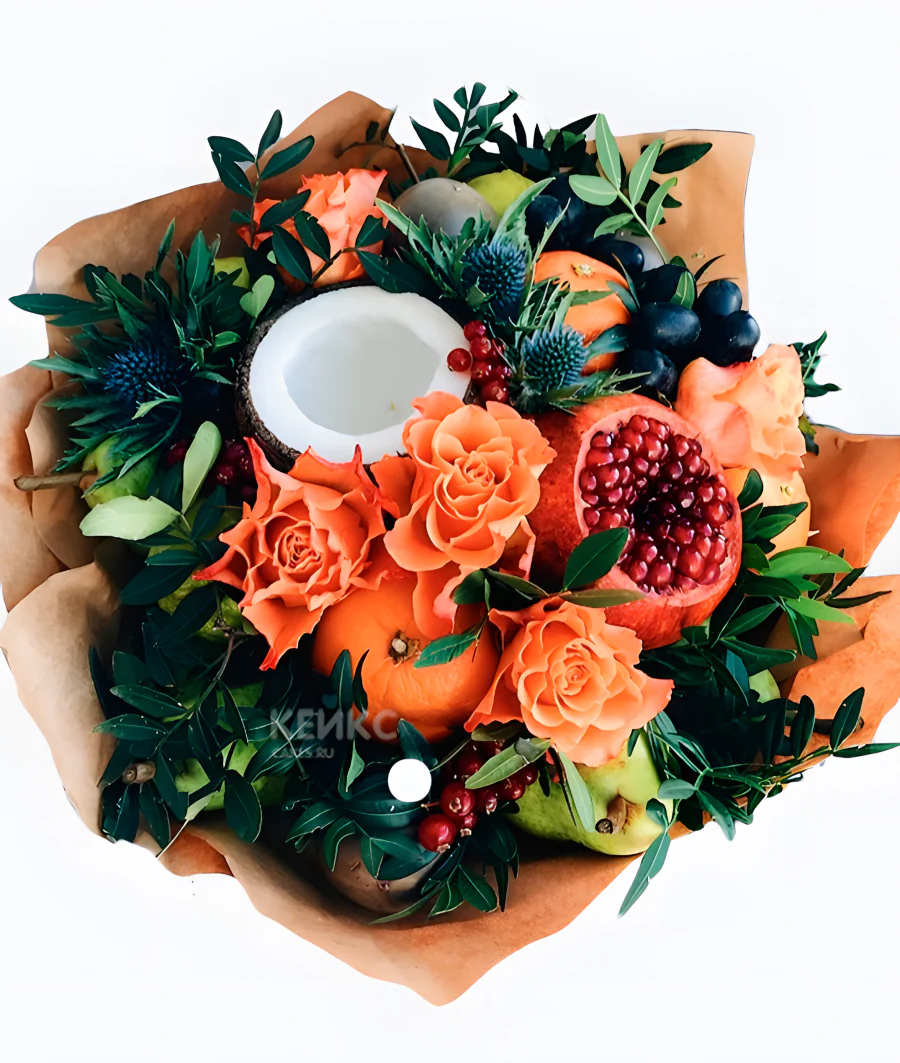 Букет с фруктами и цветами 11 Фото