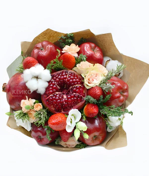 Букет с фруктами и цветами 12 Фото