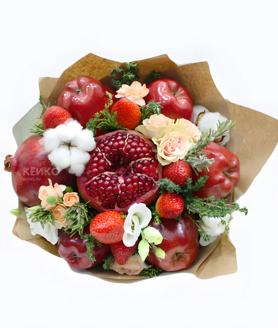 Букет с фруктами и цветами 12 Фото