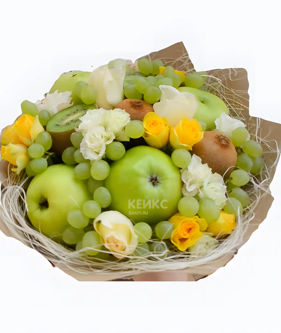 Букет с фруктами и цветами 14 Фото