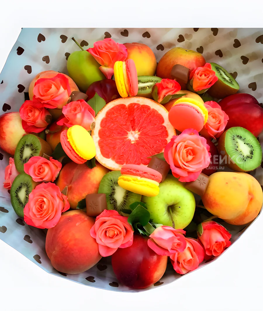 Букет с фруктами и цветами 2 Фото