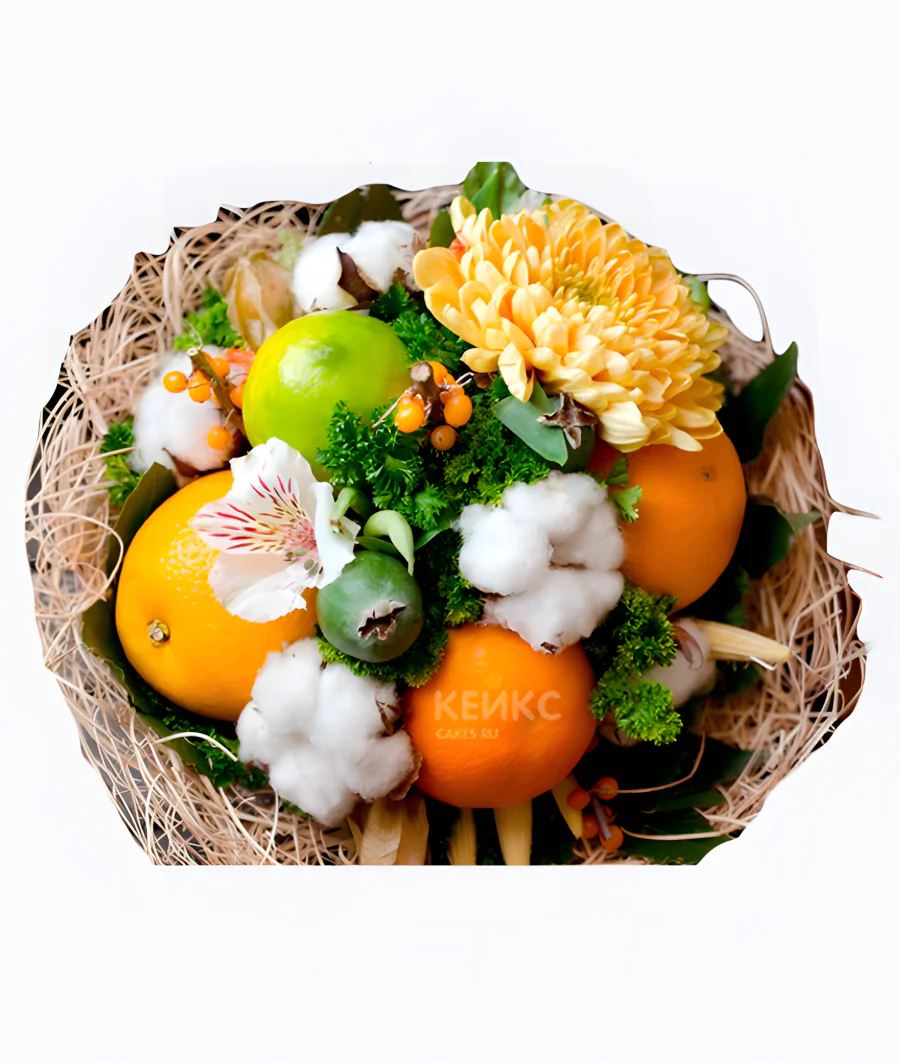 Букет с фруктами и цветами 5 Фото