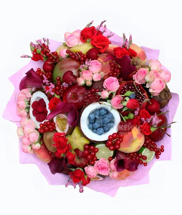 Букет с фруктами и цветами 8 Фото