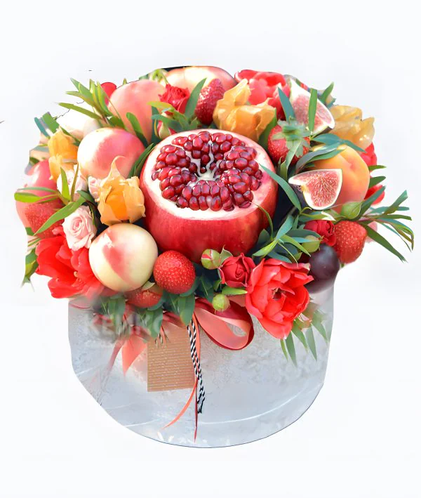 Букет с фруктами и цветами 9 Фото