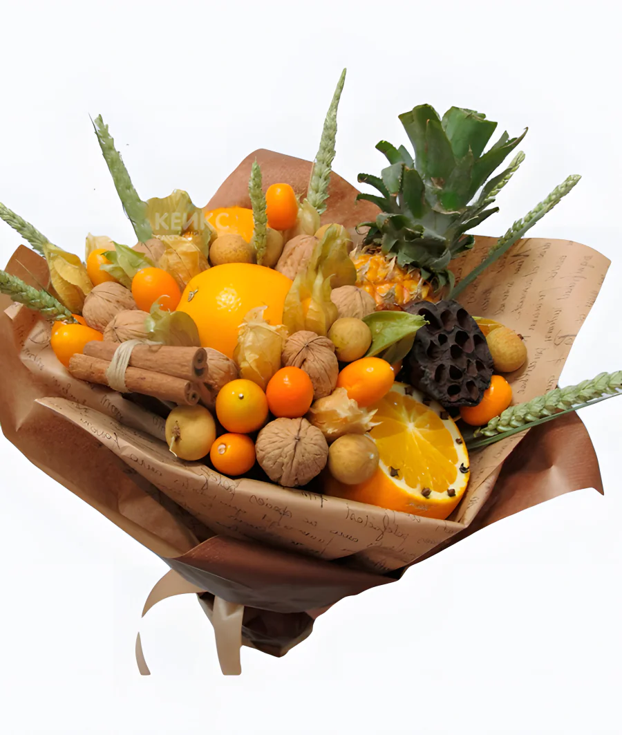 Букет с фруктами и орехами 1 Фото