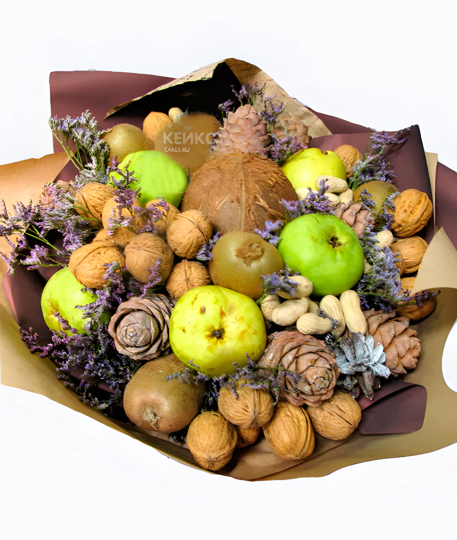 Букет с фруктами и орехами Фото