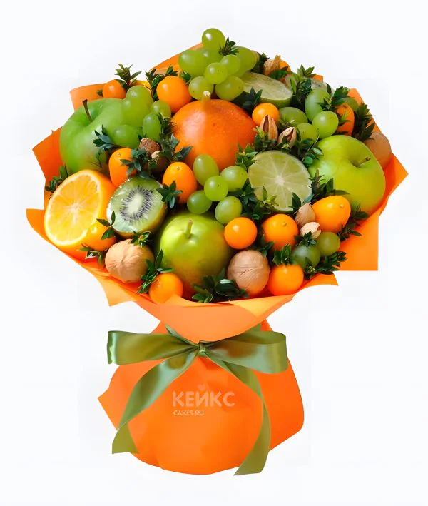 Букет с фруктами и виноградом 5 Фото