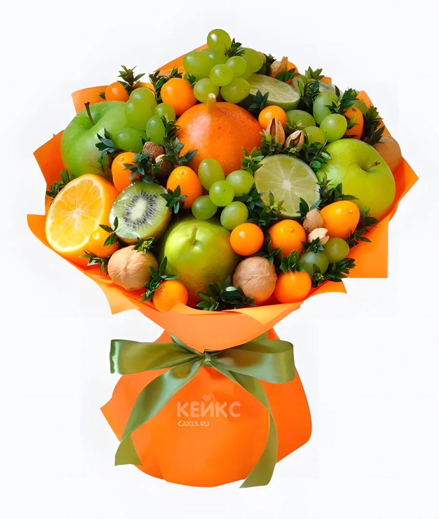 Букет с фруктами и виноградом 5 Фото