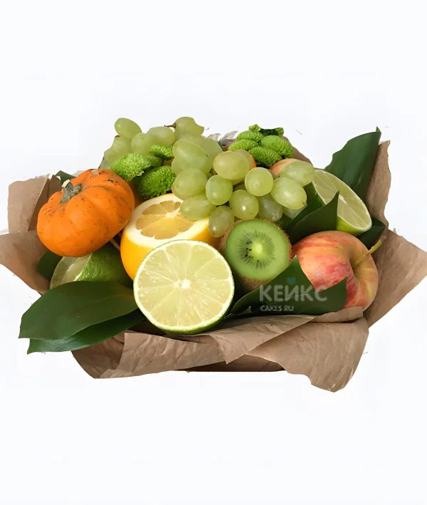 Букет с фруктами и виноградом 6 Фото