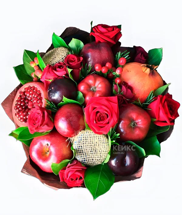 Букет с яблоками и гранатом Фото