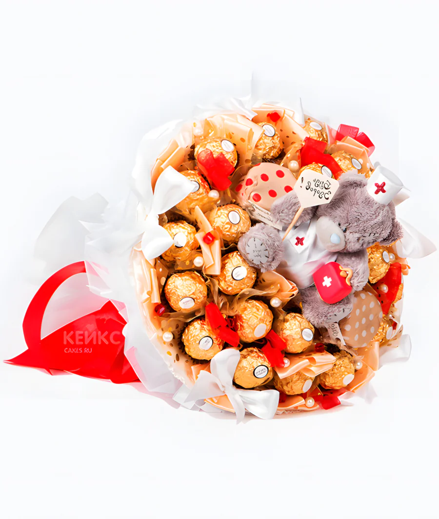 Букет с конфетами Ферреро роше Фото