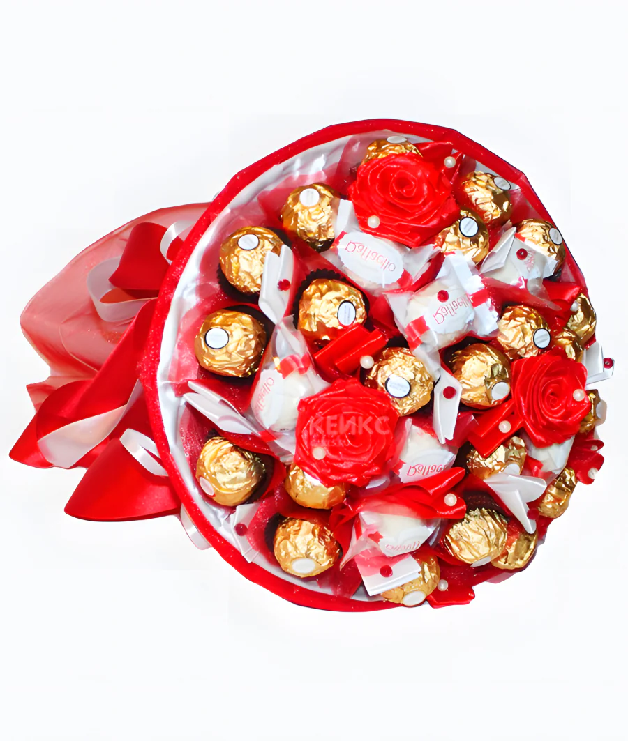 Букет с конфетами Ферреро роше и Рафаэлло 3 Фото