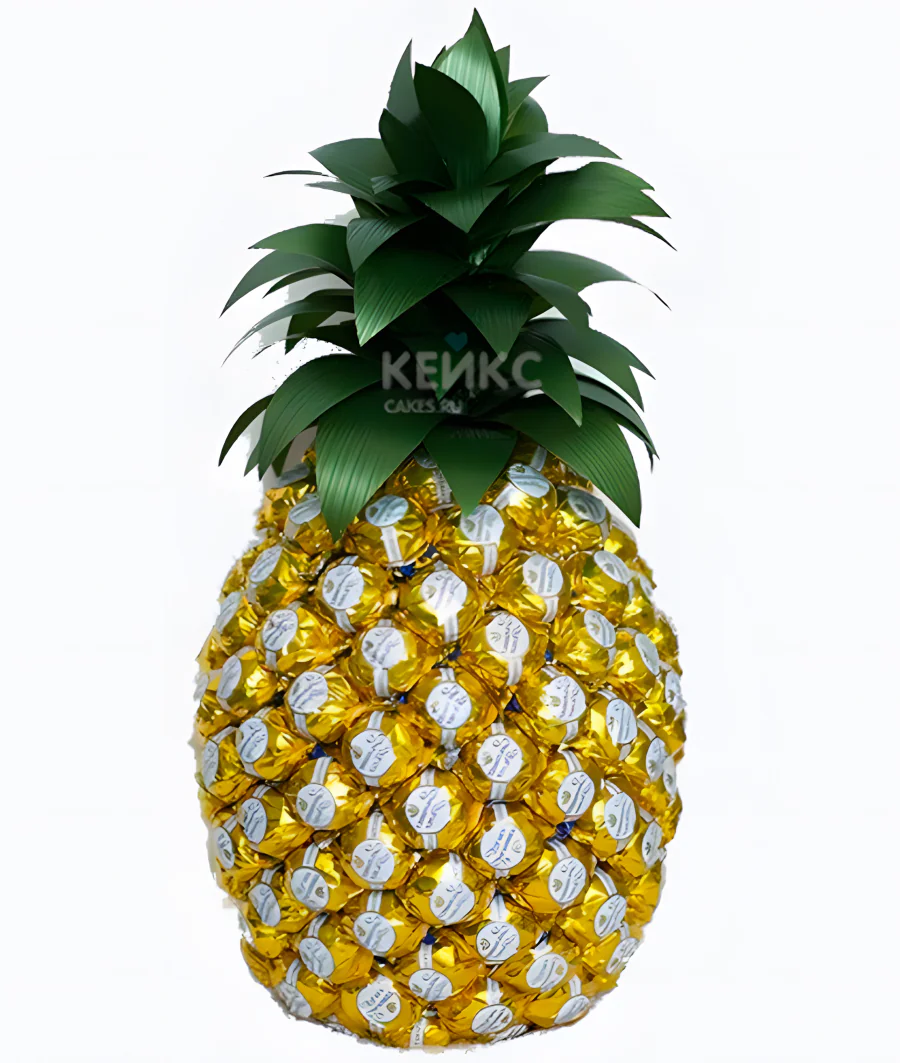 Букет с конфетами в форме ананаса Фото