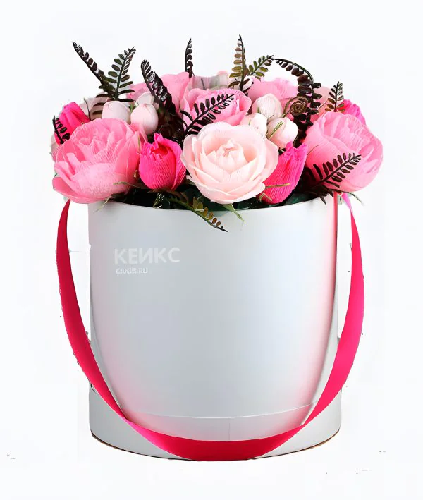 Букет с конфетами в коробке 4 Фото