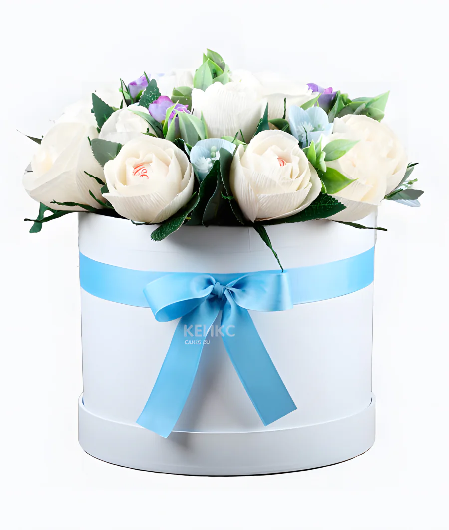 Букет с конфетами в коробке 5 Фото