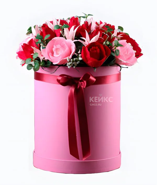 Букет с конфетами в коробке 6 Фото