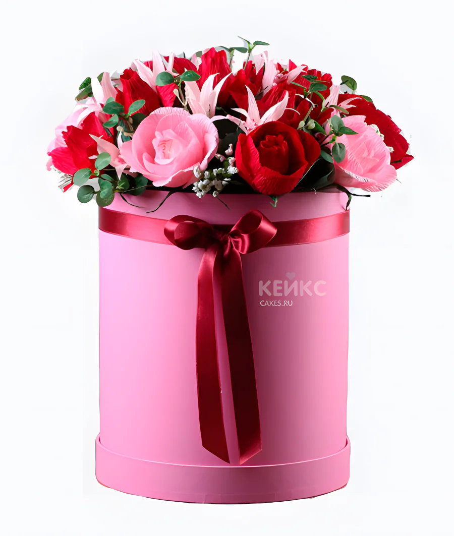 Букет с конфетами в коробке 6 Фото