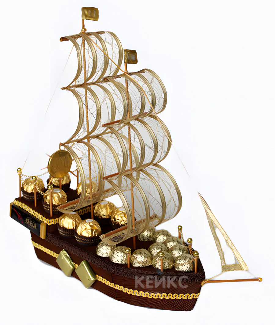 Букет с конфетами в виде корабля 4 Фото