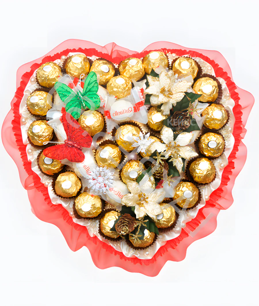 Букет с конфетами в виде сердца 1 Фото