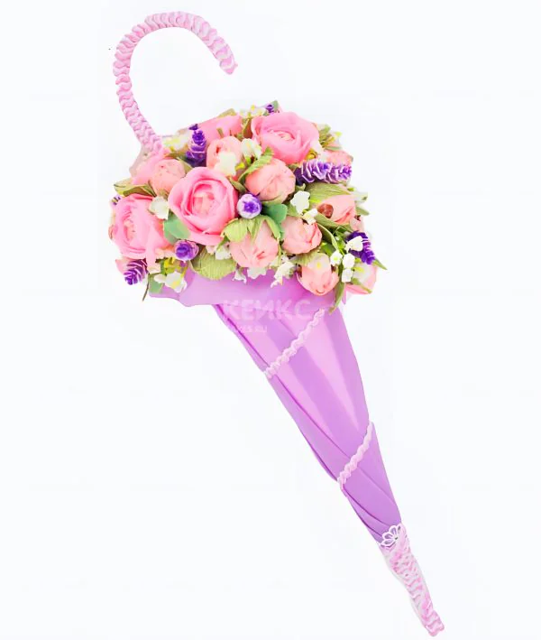 Букет с конфетами в виде зонтика 1 Фото