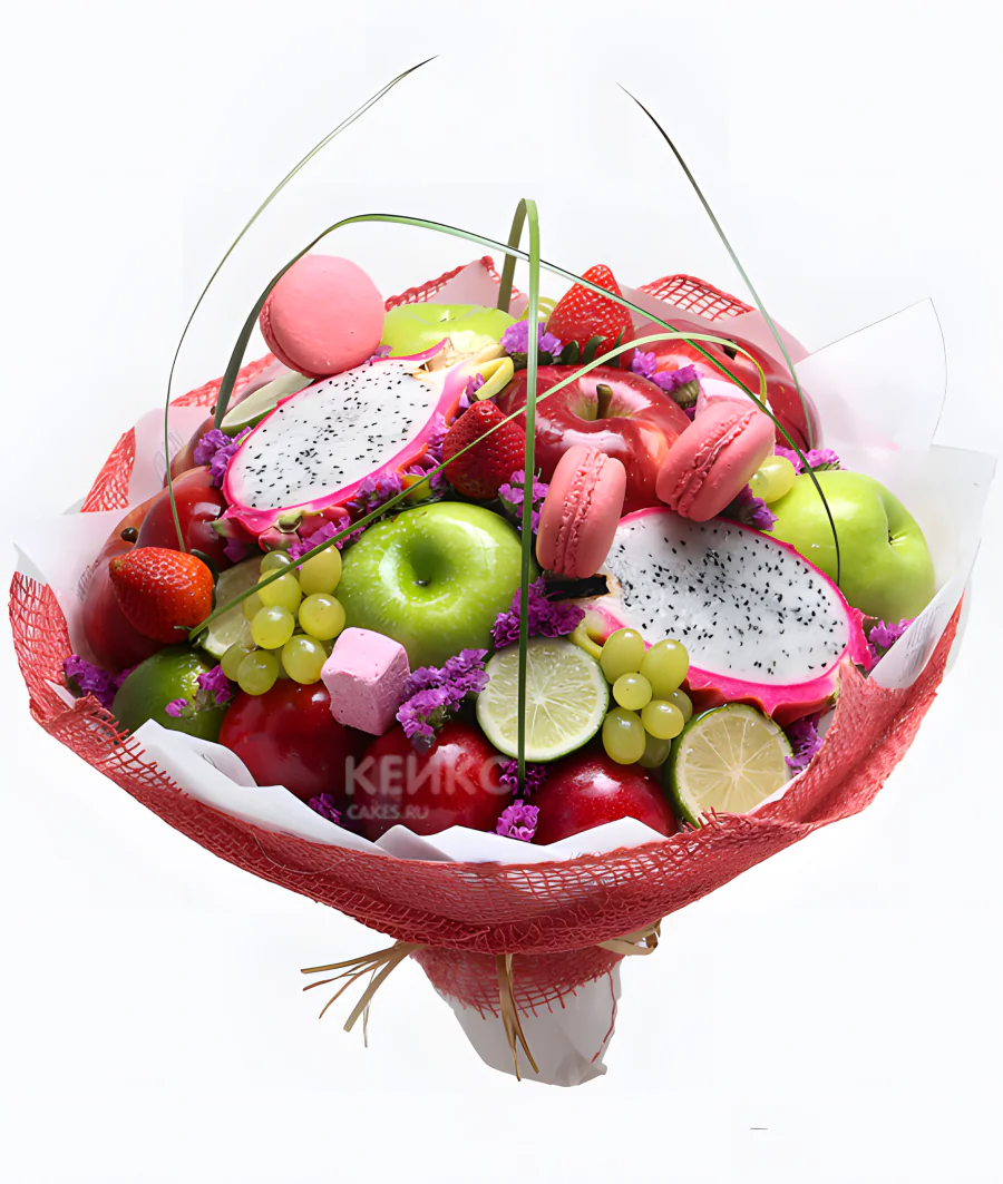 Букет с макаруни и фруктами 4 Фото