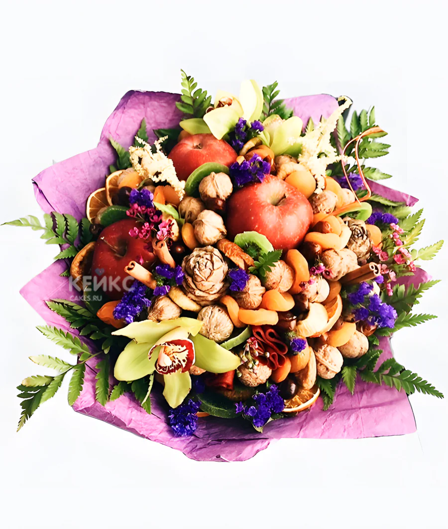 Букет с орехами и цветами 2 Фото