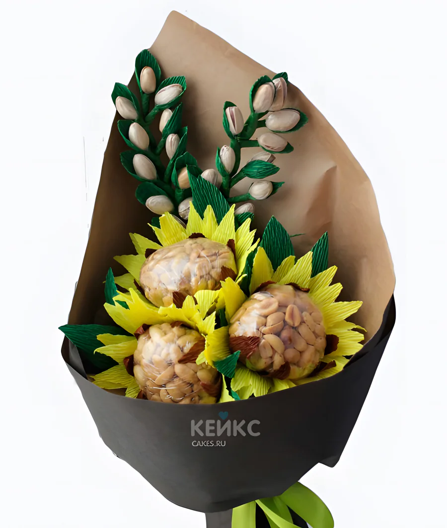 Букет с орехами в виде подсолнуха 2 Фото