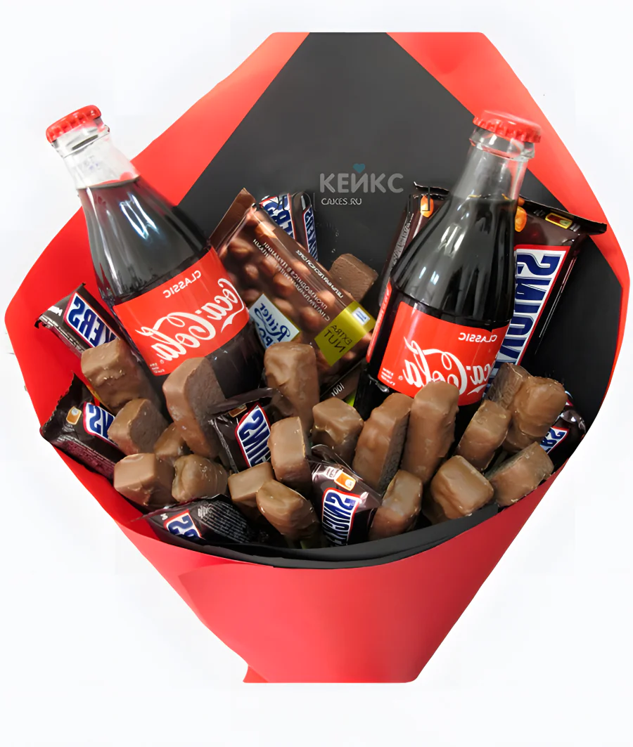 Букет с шоколадом и колой Фото