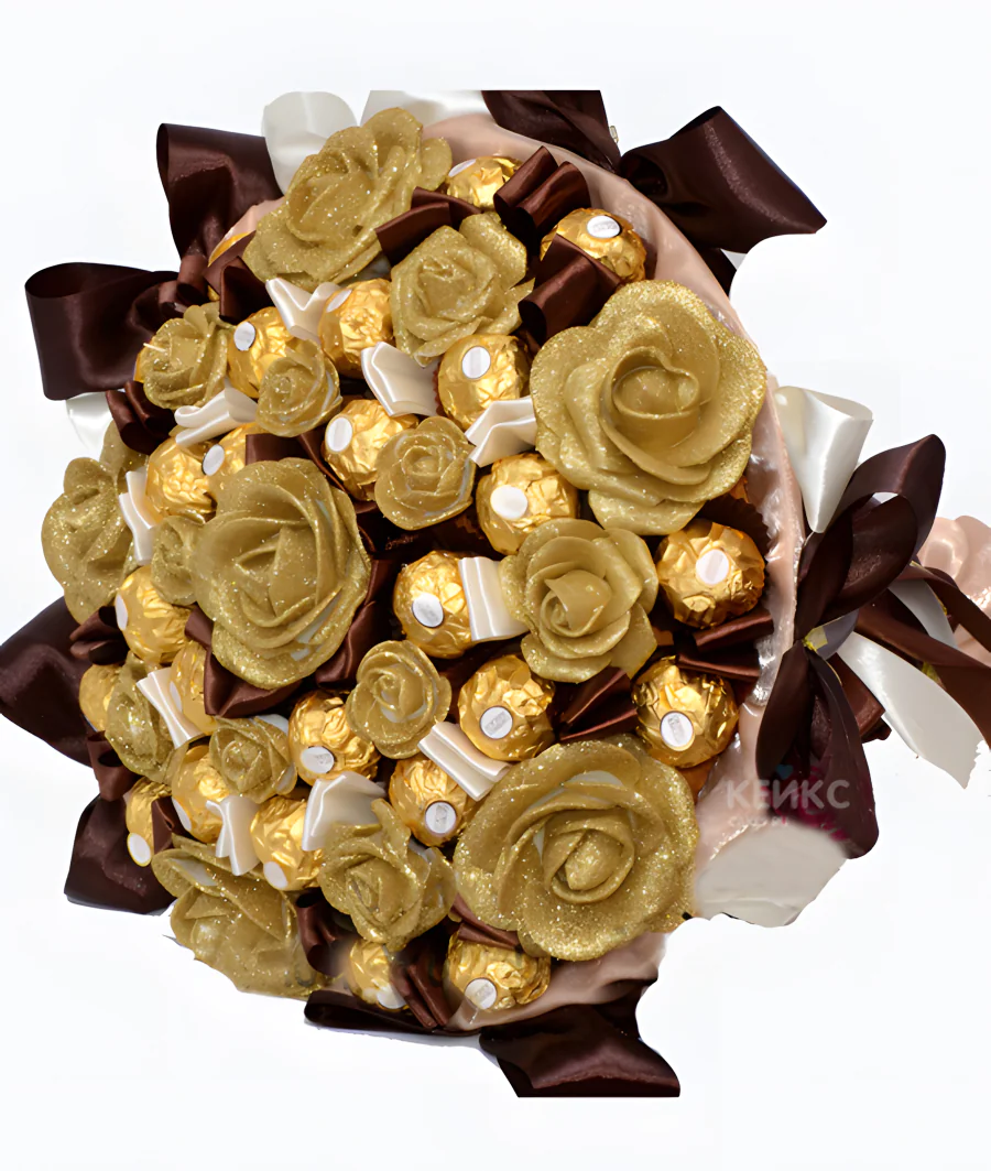Букет с шоколадом и розами 1 Фото