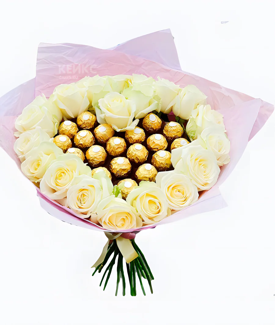 Букет с шоколадом и розами 4 Фото