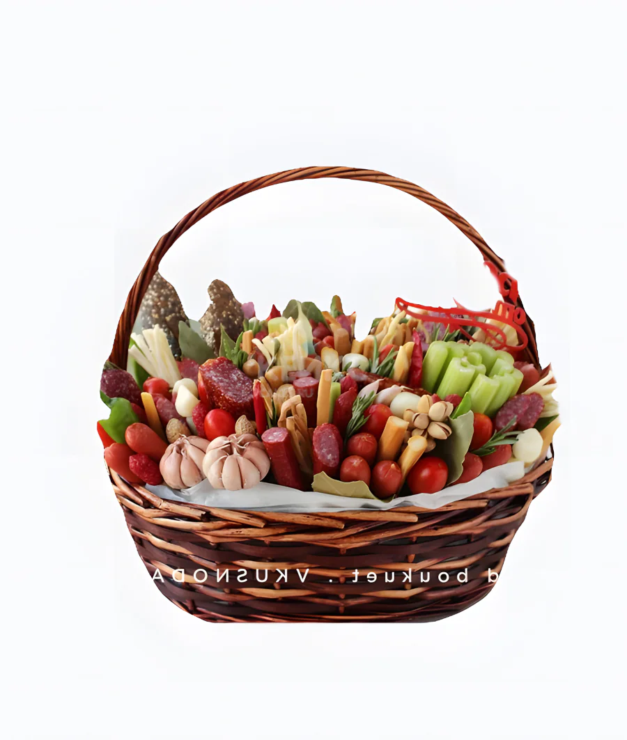 Корзина с колбасой 1 Фото