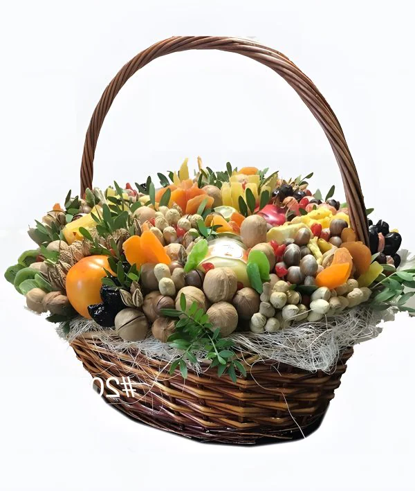 Корзина с сухофруктами и орехами 1 Фото