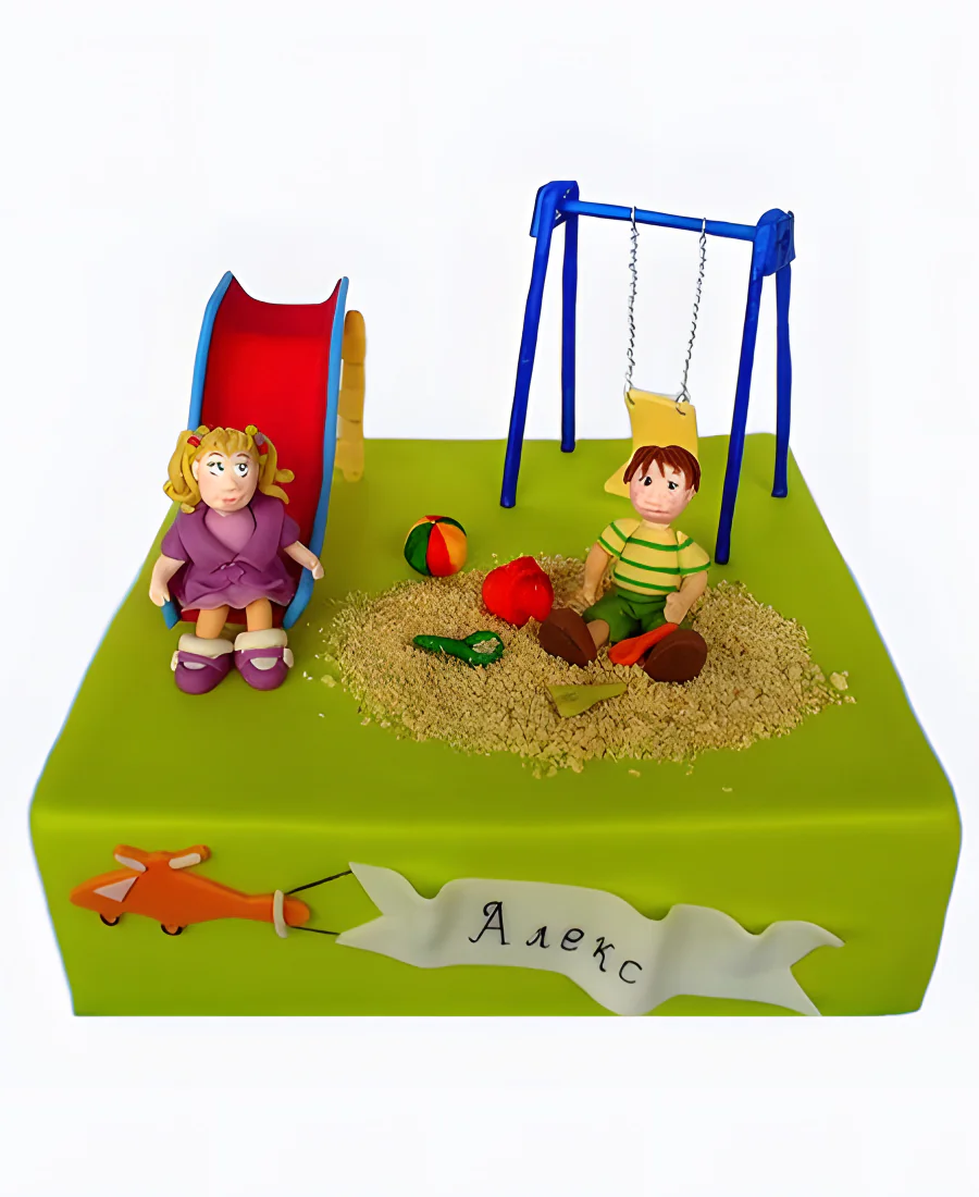 Торт Горка и качели Фото