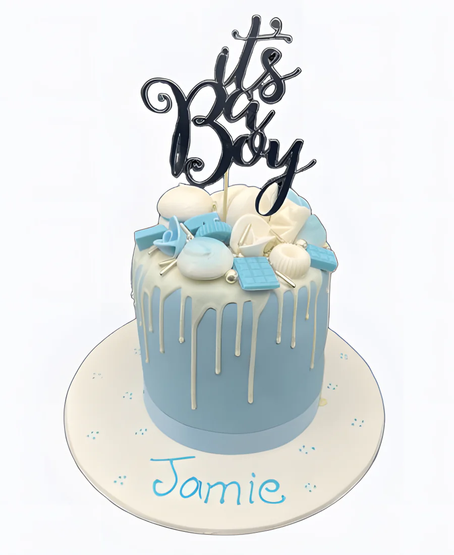 Нежный торт Голубой дождь для мальчика Фото